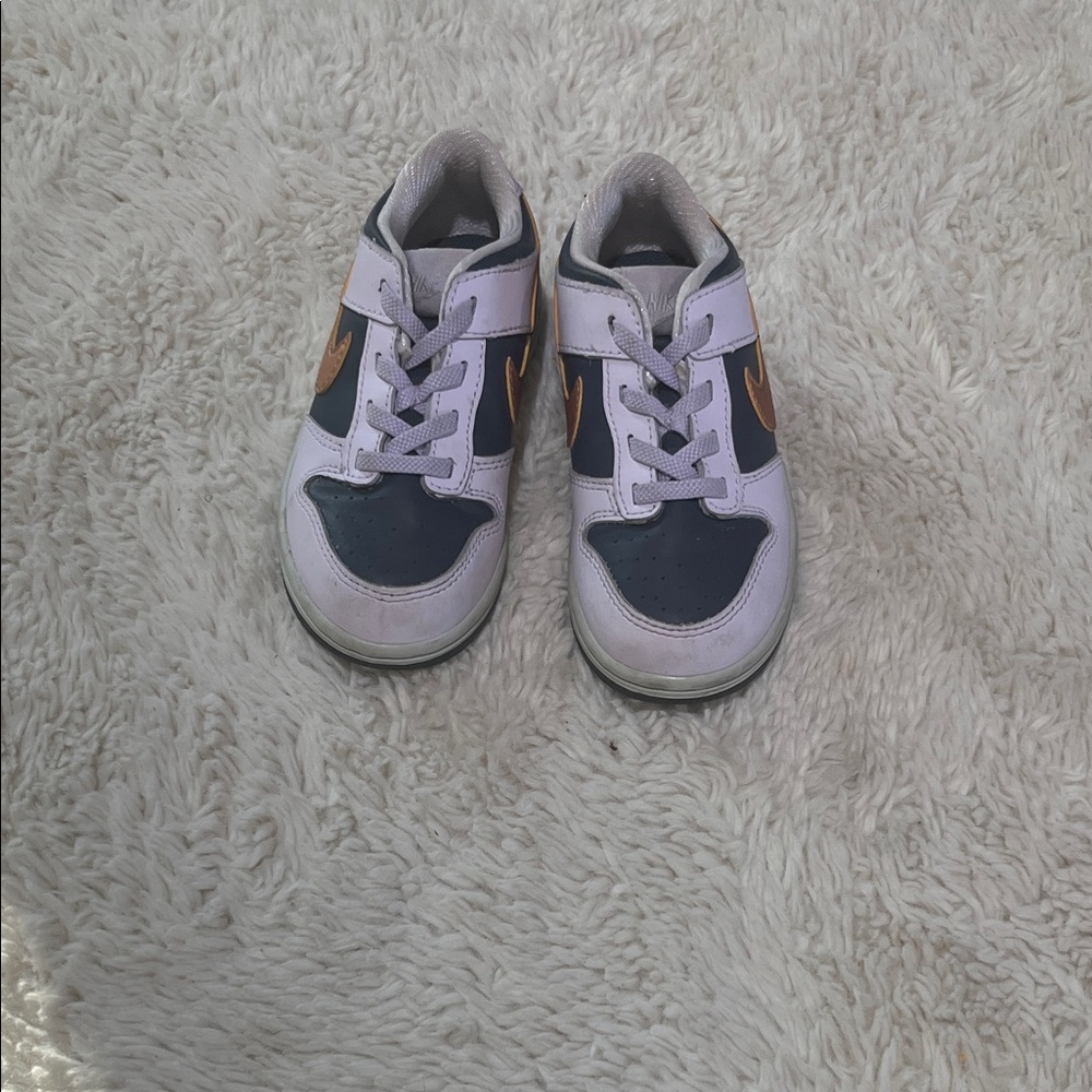 Nike Kids' Navy and Lilac Dunks w/ rose gold check